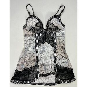 Pleasure State Couture Bustier Corset Top Women Size 32B Gem Print NWT